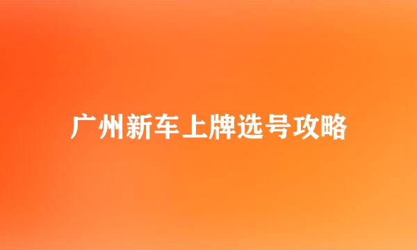 广州新车上牌选号攻略