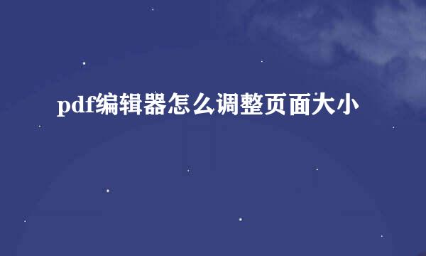 pdf编辑器怎么调整页面大小