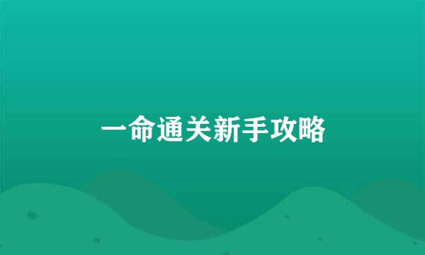 一命通关新手攻略
