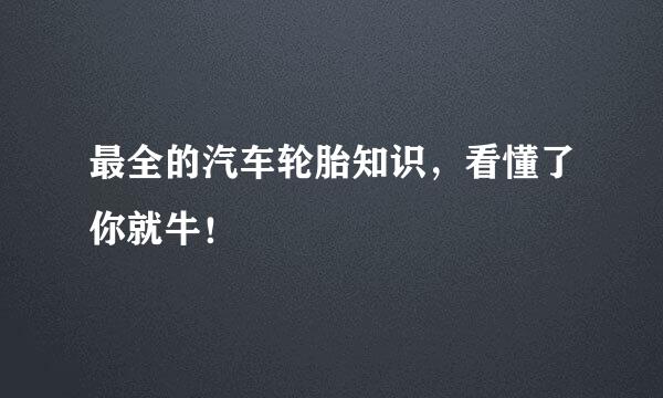 最全的汽车轮胎知识，看懂了你就牛！