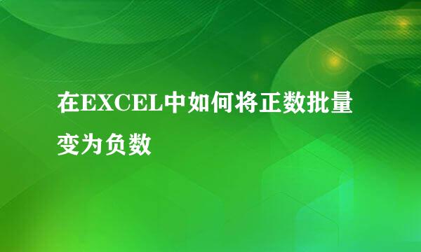 在EXCEL中如何将正数批量变为负数