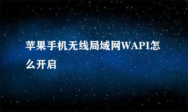 苹果手机无线局域网WAPI怎么开启
