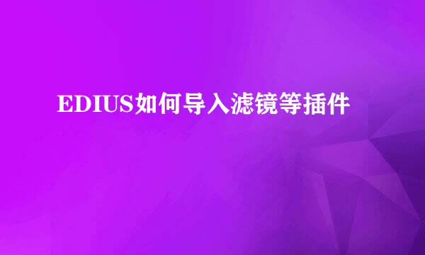 EDIUS如何导入滤镜等插件