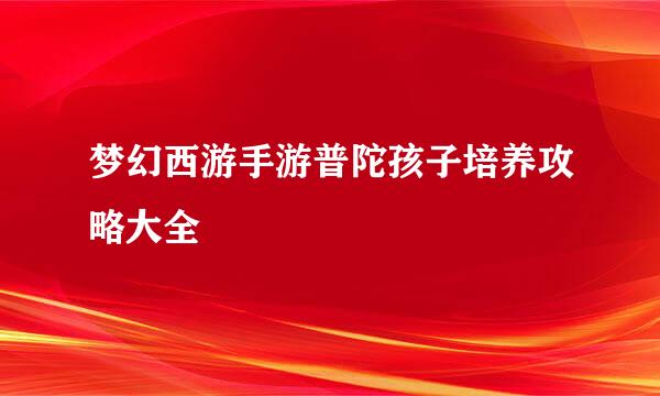 梦幻西游手游普陀孩子培养攻略大全