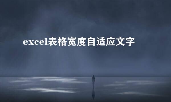 excel表格宽度自适应文字