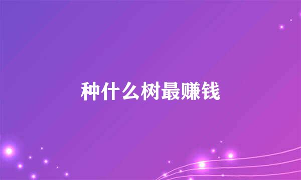种什么树最赚钱