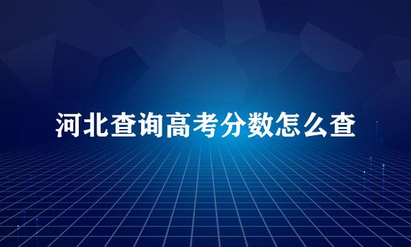 河北查询高考分数怎么查
