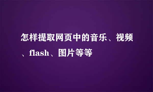 怎样提取网页中的音乐、视频、flash、图片等等