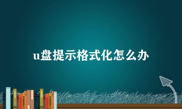u盘提示格式化怎么办