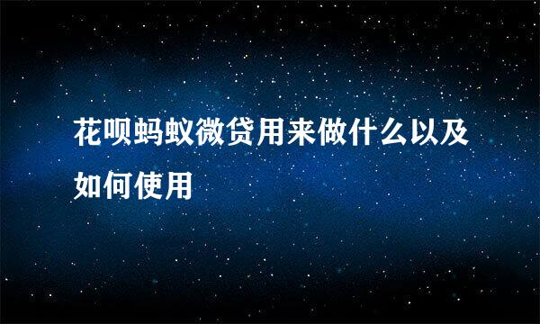 花呗蚂蚁微贷用来做什么以及如何使用