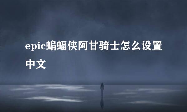 epic蝙蝠侠阿甘骑士怎么设置中文