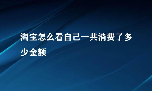 淘宝怎么看自己一共消费了多少金额