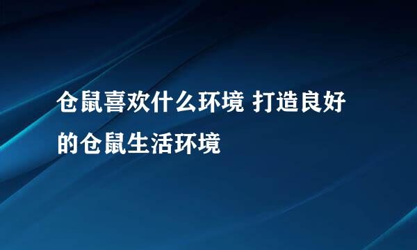 仓鼠喜欢什么环境 打造良好的仓鼠生活环境