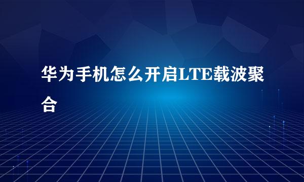 华为手机怎么开启LTE载波聚合