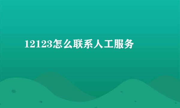 12123怎么联系人工服务