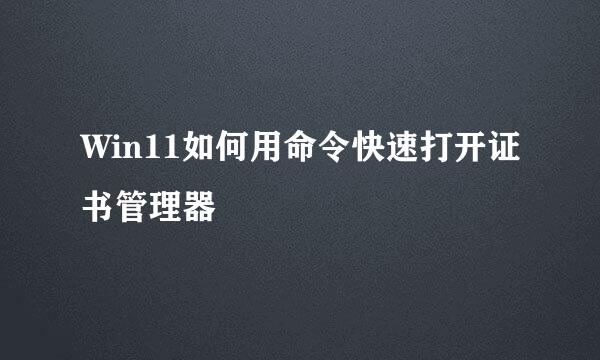 Win11如何用命令快速打开证书管理器