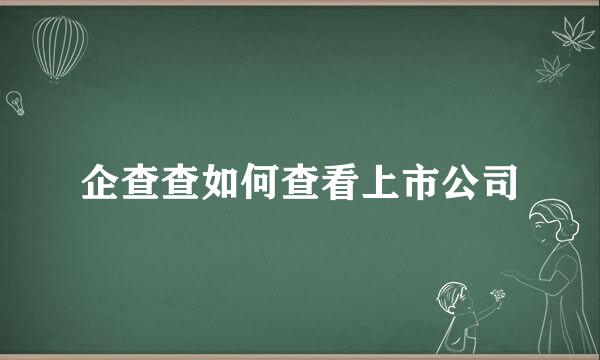 企查查如何查看上市公司