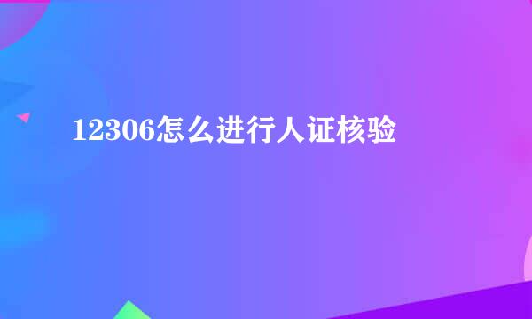 12306怎么进行人证核验