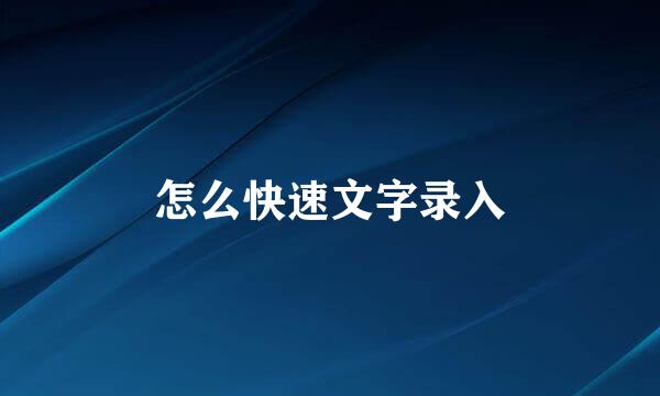 怎么快速文字录入