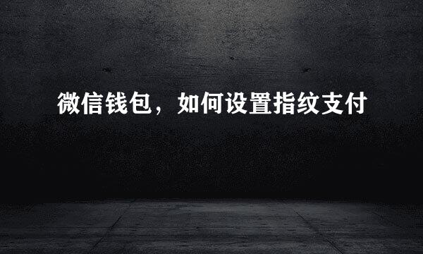 微信钱包，如何设置指纹支付