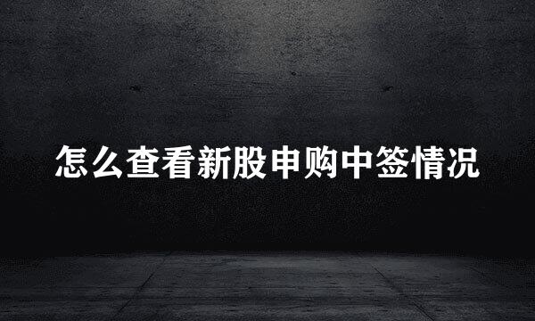 怎么查看新股申购中签情况