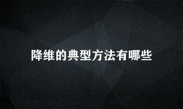 降维的典型方法有哪些