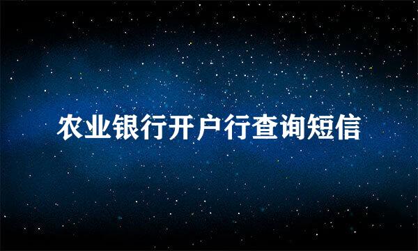 农业银行开户行查询短信