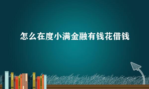 怎么在度小满金融有钱花借钱