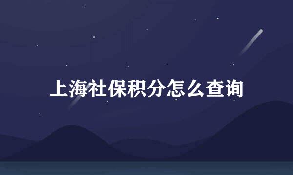 上海社保积分怎么查询
