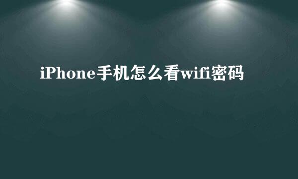 iPhone手机怎么看wifi密码