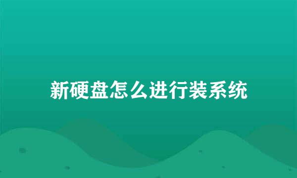 新硬盘怎么进行装系统