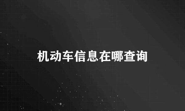 机动车信息在哪查询