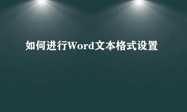 如何进行Word文本格式设置