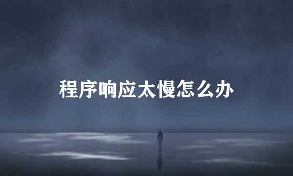 程序响应太慢怎么办