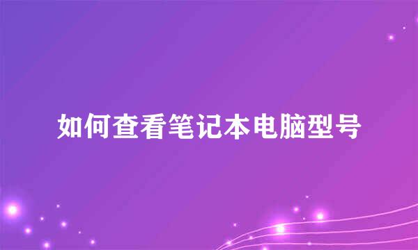 如何查看笔记本电脑型号
