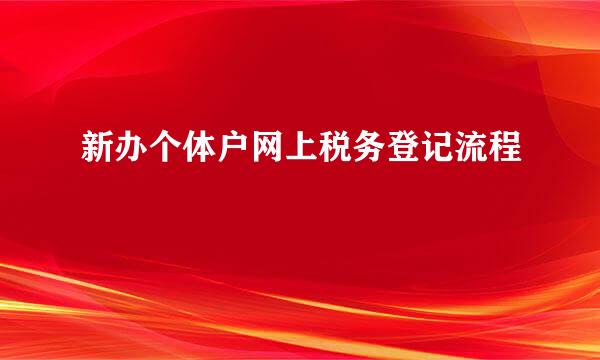 新办个体户网上税务登记流程