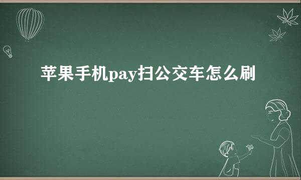 苹果手机pay扫公交车怎么刷