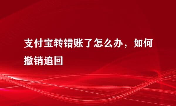 支付宝转错账了怎么办，如何撤销追回