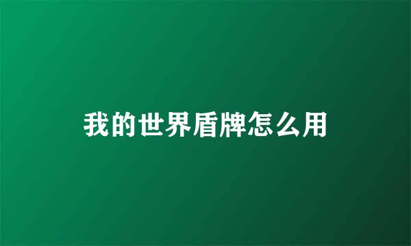 我的世界盾牌怎么用