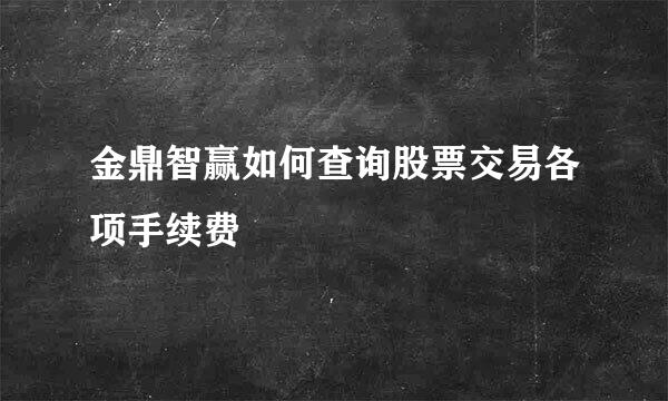 金鼎智赢如何查询股票交易各项手续费