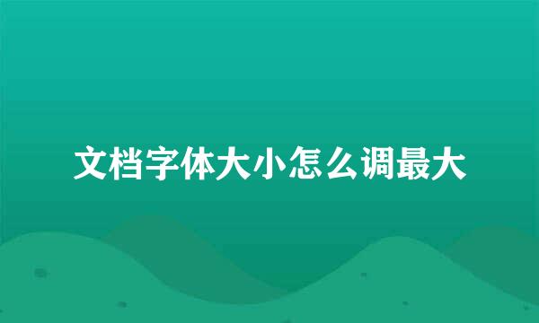 文档字体大小怎么调最大