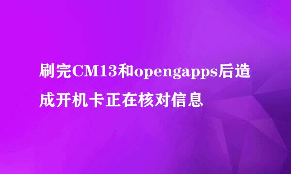 刷完CM13和opengapps后造成开机卡正在核对信息