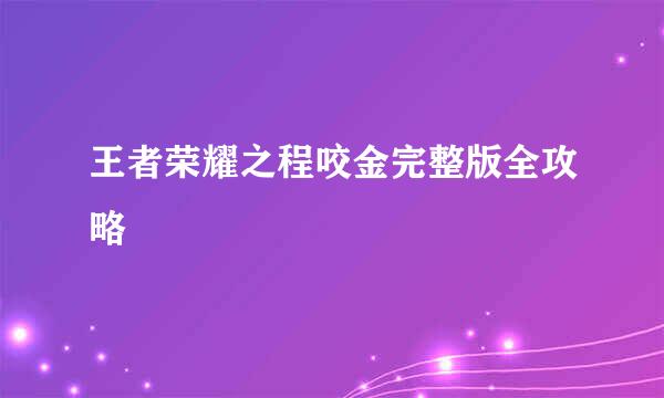 王者荣耀之程咬金完整版全攻略