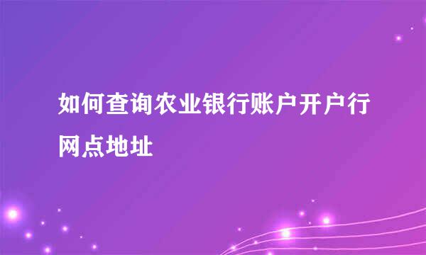 如何查询农业银行账户开户行网点地址