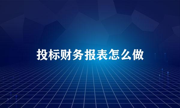 投标财务报表怎么做
