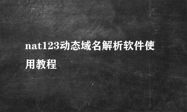 nat123动态域名解析软件使用教程