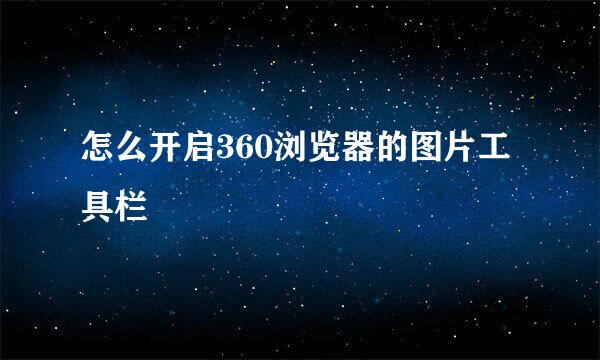 怎么开启360浏览器的图片工具栏