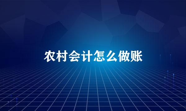 农村会计怎么做账