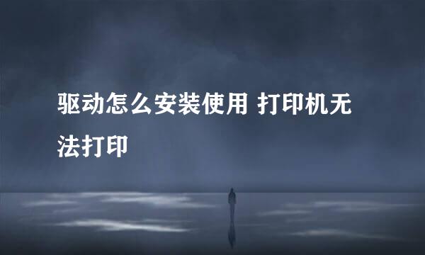 驱动怎么安装使用 打印机无法打印