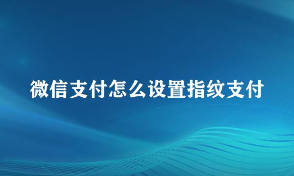 微信支付怎么设置指纹支付